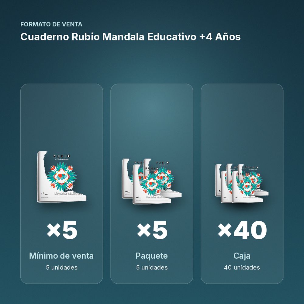 CUADERNO RUBIO MANDALA EDUCATIVO +4 AÑOS  - formato de venta: paquete de 5, caja de 40