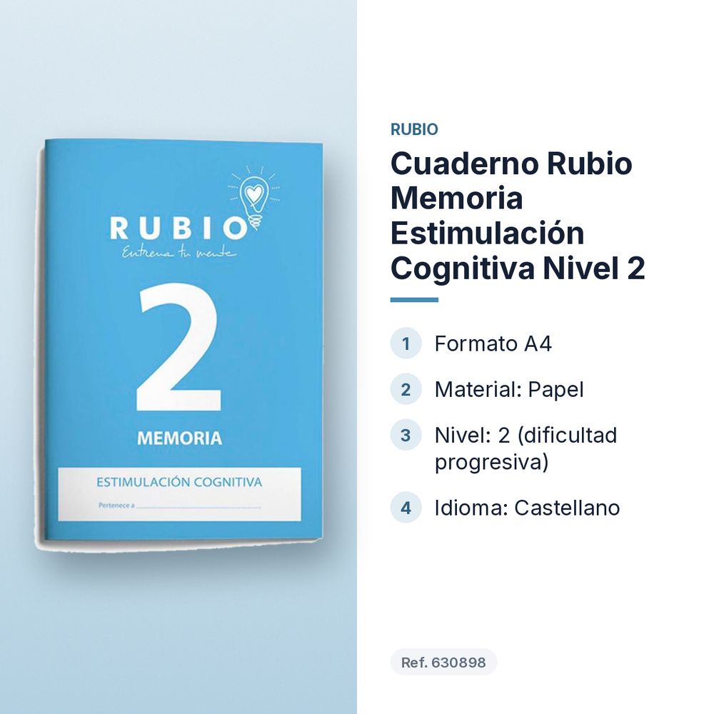 CUADERNO RUBIO MEMORIA ESTIMULACIÓN COGNITIVA NIVEL 2 - características principales