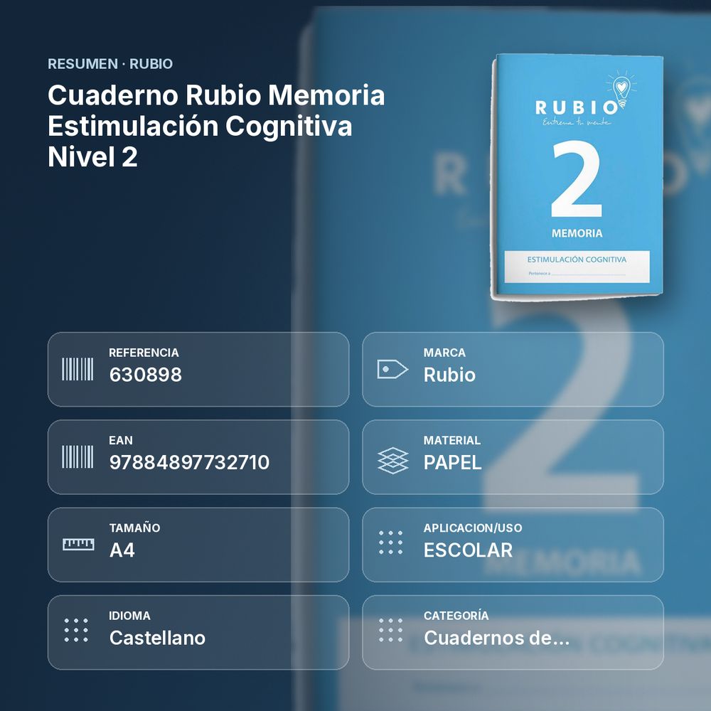 CUADERNO RUBIO MEMORIA ESTIMULACIÓN COGNITIVA NIVEL 2 - resumen de atributos