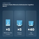 CUADERNO RUBIO MEMORIA ESTIMULACIÓN COGNITIVA NIVEL 2 - formato de venta: paquete de 5, caja de 40