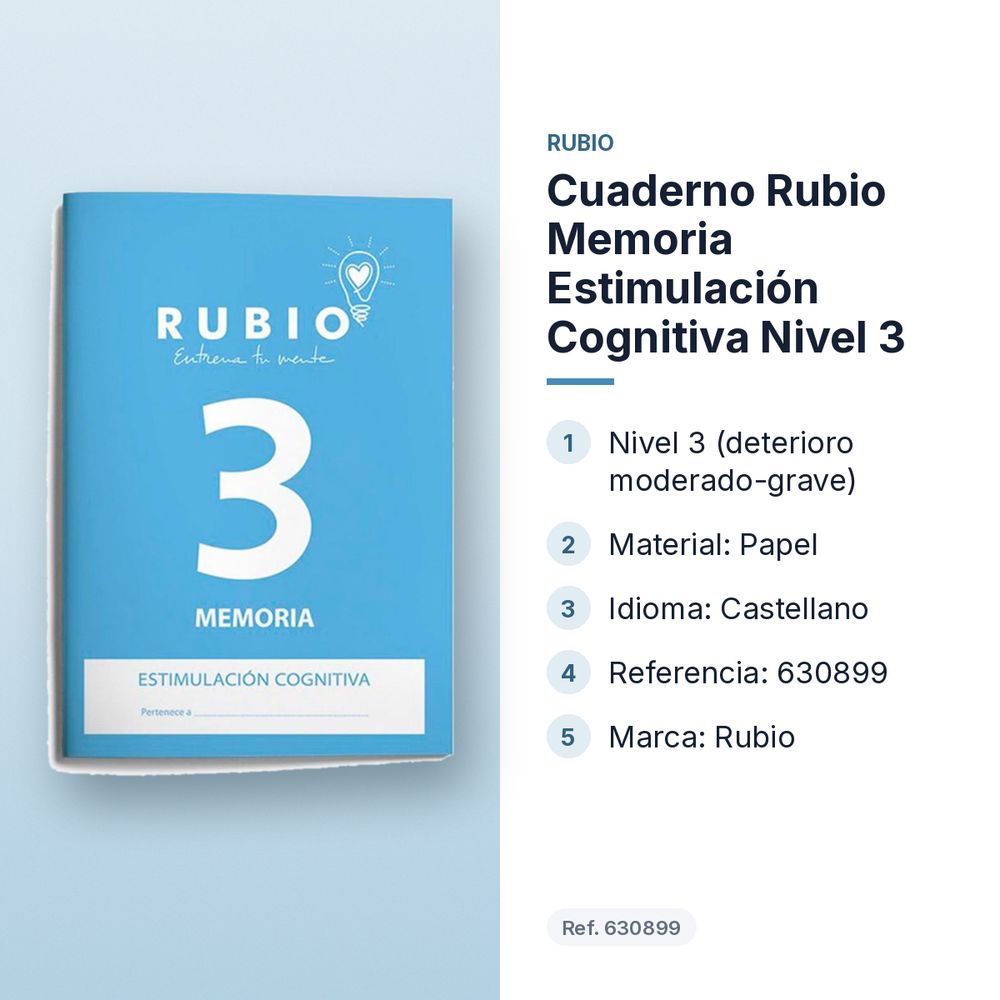 CUADERNO RUBIO MEMORIA ESTIMULACIÓN COGNITIVA NIVEL 3 - características principales