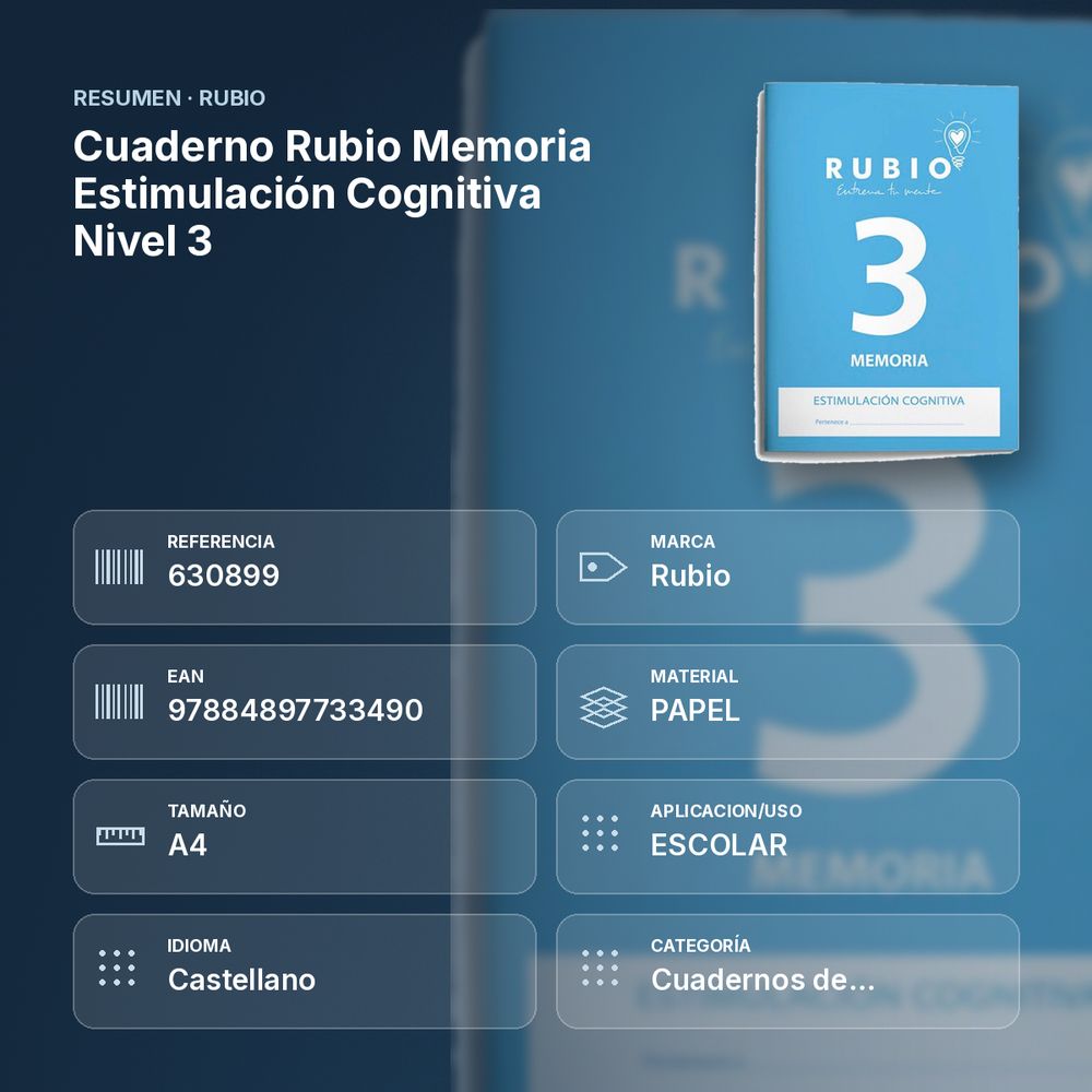 CUADERNO RUBIO MEMORIA ESTIMULACIÓN COGNITIVA NIVEL 3 - resumen de atributos