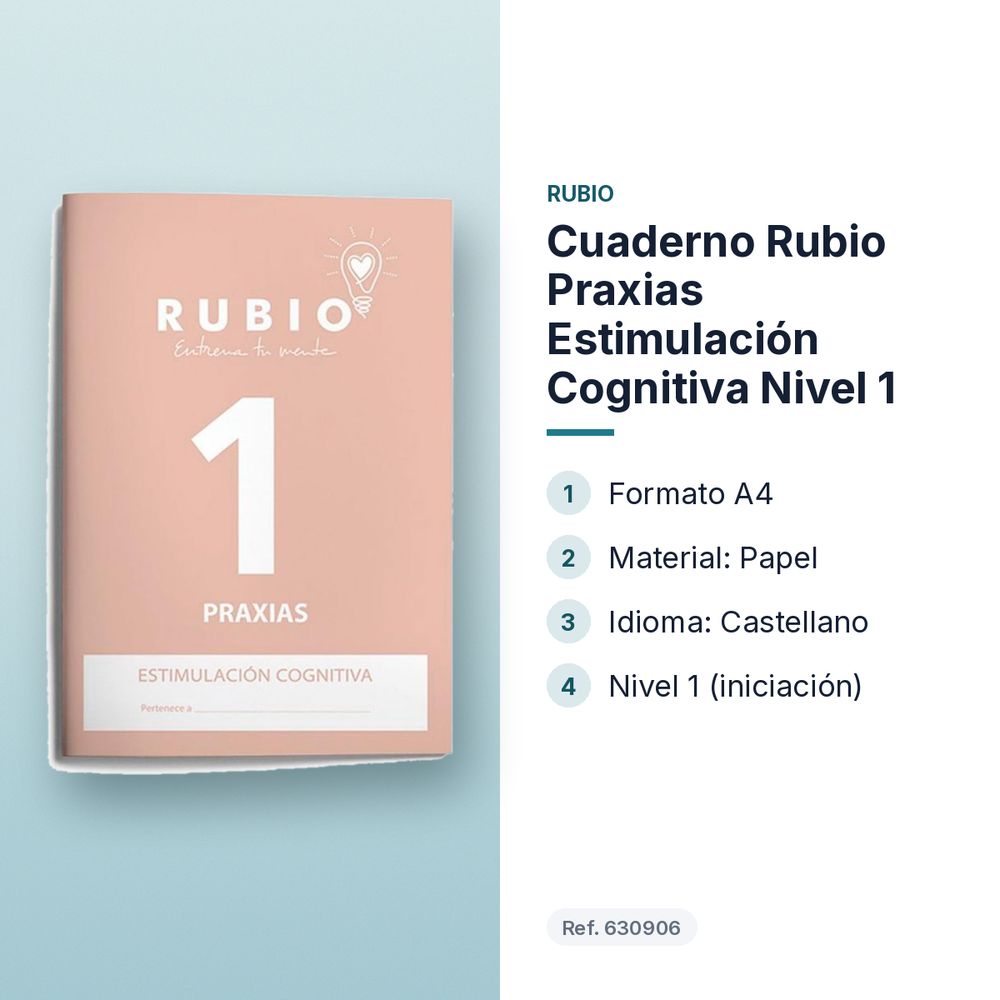 CUADERNO RUBIO PRAXIAS ESTIMULACIÓN COGNITIVA NIVEL 1 - características principales