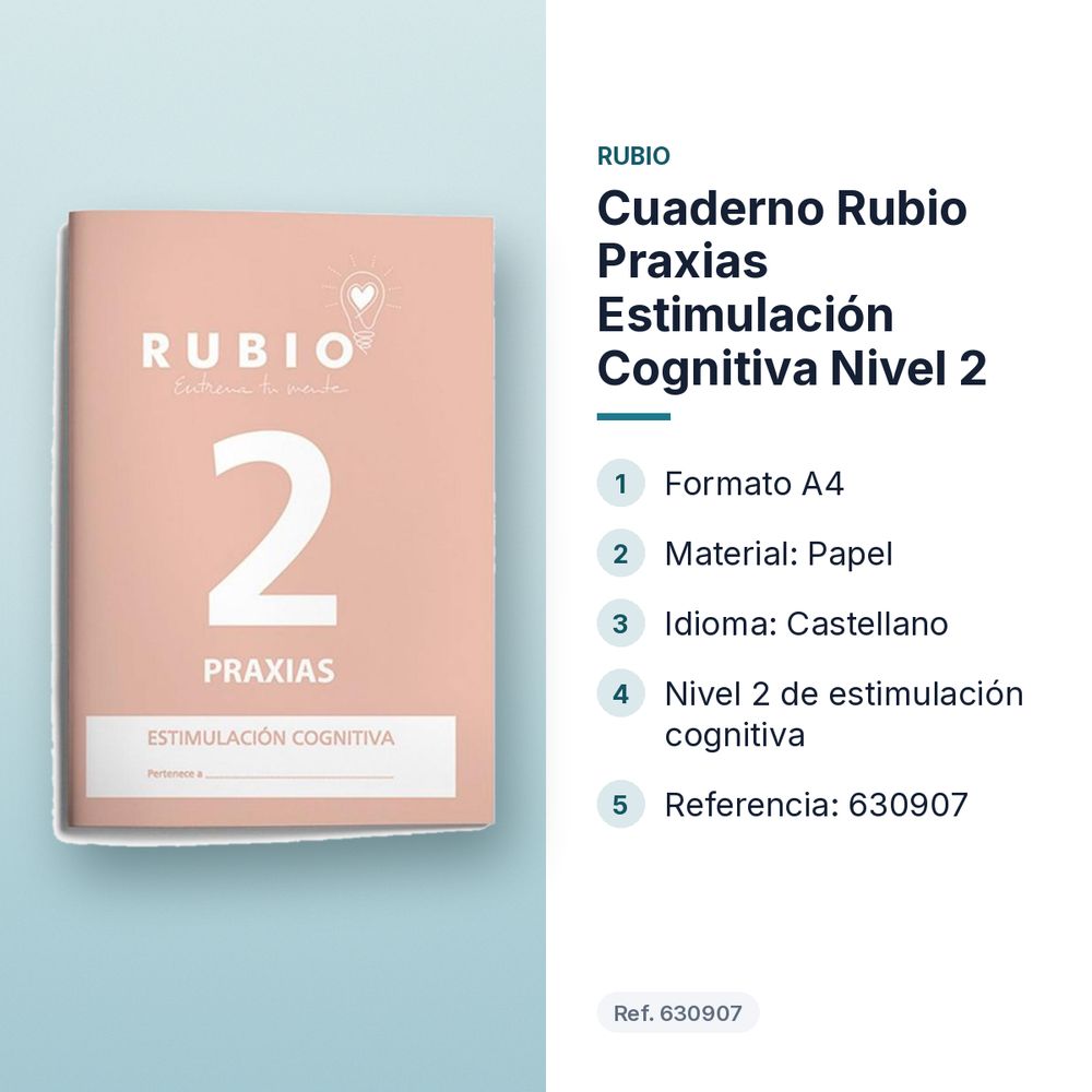 CUADERNO RUBIO PRAXIAS ESTIMULACIÓN COGNITIVA NIVEL 2  - características principales
