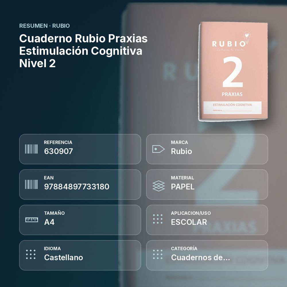 CUADERNO RUBIO PRAXIAS ESTIMULACIÓN COGNITIVA NIVEL 2  - resumen de atributos