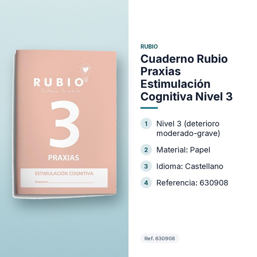 CUADERNO RUBIO PRAXIAS ESTIMULACIÓN COGNITIVA NIVEL 3 - características principales