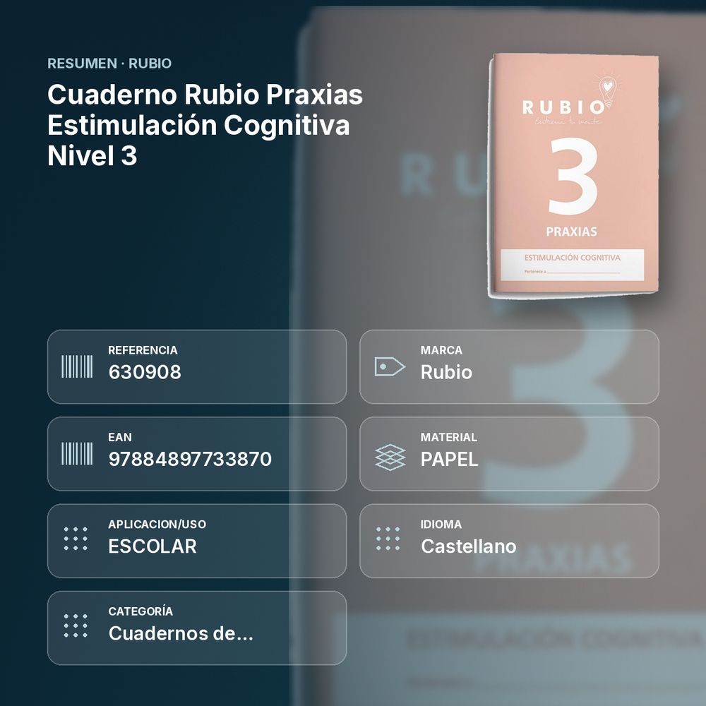 CUADERNO RUBIO PRAXIAS ESTIMULACIÓN COGNITIVA NIVEL 3 - resumen de atributos