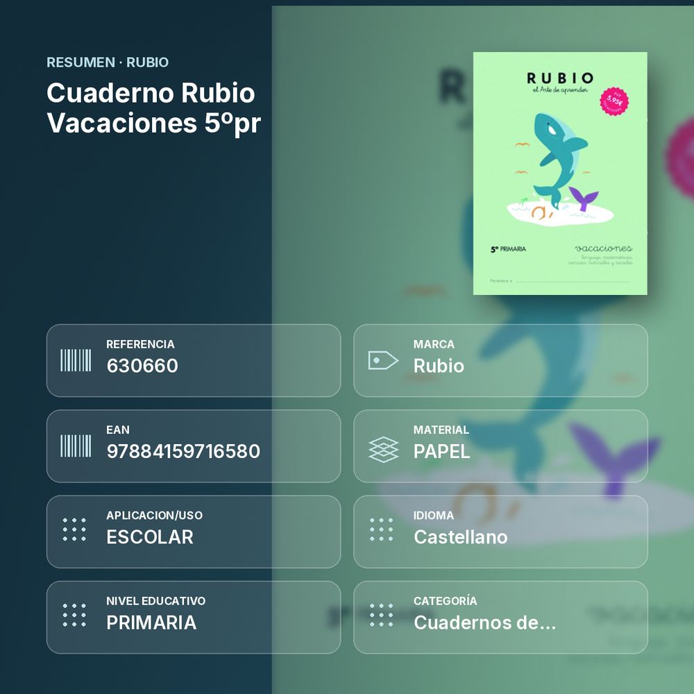 CUADERNO RUBIO VACACIONES 5ºPR - resumen de atributos