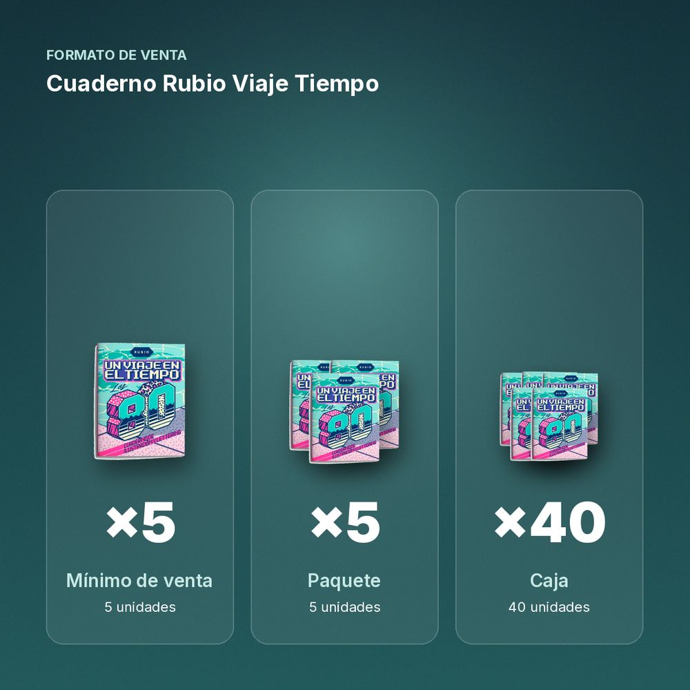 CUADERNO RUBIO VIAJE TIEMPO - formato de venta: paquete de 5, caja de 40