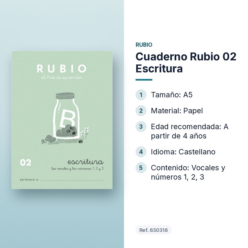 CUADERNO RUBIO 02 ESCRITURA  - características principales