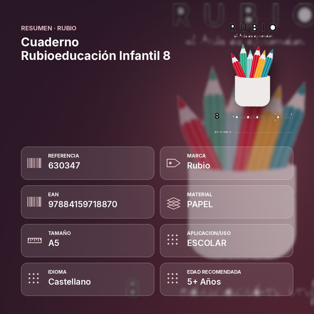 CUADERNO RUBIOEDUCACIÓN INFANTIL 8  - resumen de atributos