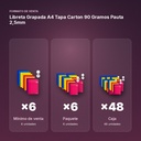 LIBRETA GRAPADA A4 TAPA CARTON 90 GRAMOS PAUTA 2,5MM - formato de venta: paquete de 6, caja de 48