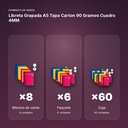 LIBRETA GRAPADA A5 TAPA CARTON 90 GRAMOS CUADRO 4MM - formato de venta: paquete de 6, caja de 60