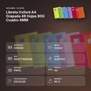 LIBRETA OXFORD A4 GRAPADA 48 HOJAS 90G CUADRO 4MM - resumen de atributos