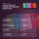 LIBRETA OXFORD A4 GRAPADA 48 HOJAS 90G PAUTA 2,5MM - resumen de atributos