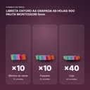 LIBRETA OXFORD A4 GRAPADA 48 HOJAS 90G PAUTA MONTESSORI 5mm - formato de venta: paquete de 10, caja de 40, palé de 2160