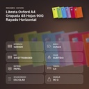 LIBRETA OXFORD A4 GRAPADA 48 HOJAS 90G RAYADO HORIZONTAL - resumen de atributos