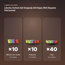 LIBRETA OXFORD A4 GRAPADA 48 HOJAS 90G RAYADO HORIZONTAL - formato de venta: paquete de 10, caja de 40, palé de 2160