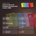 LIBRETA OXFORD A5 GRAPADA 48 HOJAS 90G CUADRO 4MM - resumen de atributos