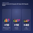 LIBRETA OXFORD A5 GRAPADA 48 HOJAS 90G RAYADO SEYÈS - formato de venta: paquete de 10, caja de 40, palé de 3600