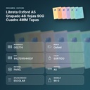 LIBRETA OXFORD A5 GRAPADO 48 HOJAS 90G CUADRO 4MM TAPAS  - resumen de atributos