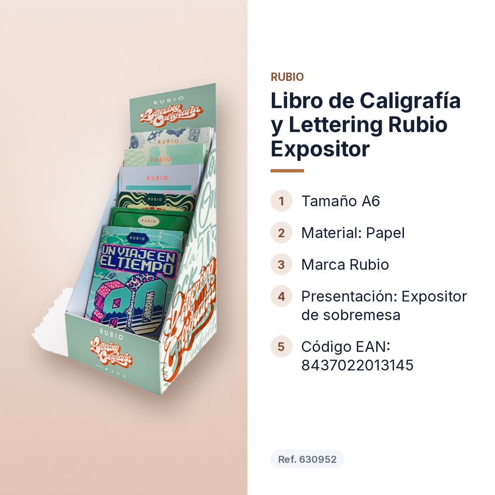 LIBRO DE CALIGRAFÍA Y LETTERING RUBIO EXPOSITOR - características principales