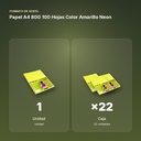 PAPEL A4 80G 100 HOJAS COLOR AMARILLO NEON - formato de venta: caja de 22