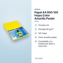 PAPEL A4 80G 100 HOJAS COLOR AMARILLO PASTEL - características principales