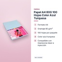 PAPEL A4 80G 100 HOJAS COLOR AZUL TURQUESA - características principales
