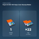 PAPEL A4 80G 100 HOJAS COLOR NARANJA MEDIO - formato de venta: caja de 22