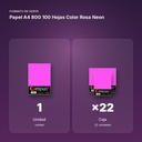 PAPEL A4 80G 100 HOJAS COLOR ROSA NEON - formato de venta: caja de 22
