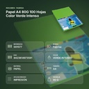 PAPEL A4 80G 100 HOJAS COLOR VERDE INTENSO - resumen de atributos