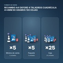 RECAMBIO A4 OXFORD 4 TALADROS CUADRÍCULA 4x4MM 90 GRAMOS 100 HOJAS - formato de venta: paquete de 5, caja de 25, palé de 1100