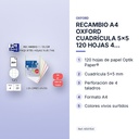 RECAMBIO A4 OXFORD CUADRÍCULA 5x5 120 HOJAS 4 TALADROS COLORES VIVOS - características principales