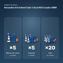 RECAMBIO A4 OXFORD COLOR 1 AZUL 90G CUADRO 5MM - formato de venta: paquete de 5, caja de 20, palé de 1200