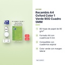 RECAMBIO A4 OXFORD COLOR 1 VERDE 90G CUADRO 5MM - características principales
