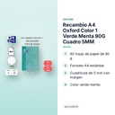 RECAMBIO A4 OXFORD COLOR 1 VERDE MENTA 90G CUADRO 5MM - características principales