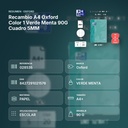 RECAMBIO A4 OXFORD COLOR 1 VERDE MENTA 90G CUADRO 5MM - resumen de atributos
