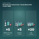 RECAMBIO A4 OXFORD COLOR 1 VERDE MENTA 90G CUADRO 5MM - formato de venta: paquete de 5, caja de 20, palé de 1200