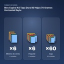 BLOC ESPIRAL A5 TAPA DURA 80 HOJAS 70 GRAMOS HORIZONTAL RAYLU - formato de venta: paquete de 6, caja de 60, palé de 1200
