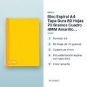BLOC ESPIRAL A4 TAPA DURA 80 HOJAS 70 GRAMOS CUADRO 4MM AMARILLO RAYLU - características principales