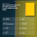 BLOC ESPIRAL A4 TAPA DURA 80 HOJAS 70 GRAMOS CUADRO 4MM AMARILLO RAYLU - resumen de atributos