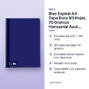 BLOC ESPIRAL A4 TAPA DURA 80 HOJAS 70 GRAMOS HORIZONTAL AZUL OSCURO RAYLU - características principales