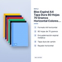 BLOC ESPIRAL A4 TAPA DURA 80 HOJAS 70 GRAMOS HORIZONTAL COLORES SURTIDOS RAYLU - características principales