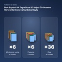 BLOC ESPIRAL A4 TAPA DURA 80 HOJAS 70 GRAMOS HORIZONTAL COLORES SURTIDOS RAYLU - formato de venta: paquete de 6, caja de 36, palé de 1296