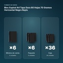 BLOC ESPIRAL A4 TAPA DURA 80 HOJAS 70 GRAMOS HORIZONTAL NEGRO RAYLU - formato de venta: paquete de 6, caja de 36, palé de 1296