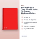 BLOC ESPIRAL A4 TAPA DURA 80 HOJAS 70 GRAMOS HORIZONTAL ROJO RAYLU - características principales