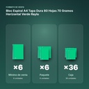 BLOC ESPIRAL A4 TAPA DURA 80 HOJAS 70 GRAMOS HORIZONTAL VERDE RAYLU - formato de venta: paquete de 6, caja de 36, palé de 1296