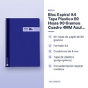 BLOC ESPIRAL A4 TAPA PLASTICO 80 HOJAS 90 GRAMOS CUADRO 4MM AZUL OSCURO RAYLU - características principales
