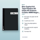 BLOC ESPIRAL A4 TAPA PLASTICO 80 HOJAS 90 GRAMOS CUADRO 4MM NEGRO RAYLU - características principales